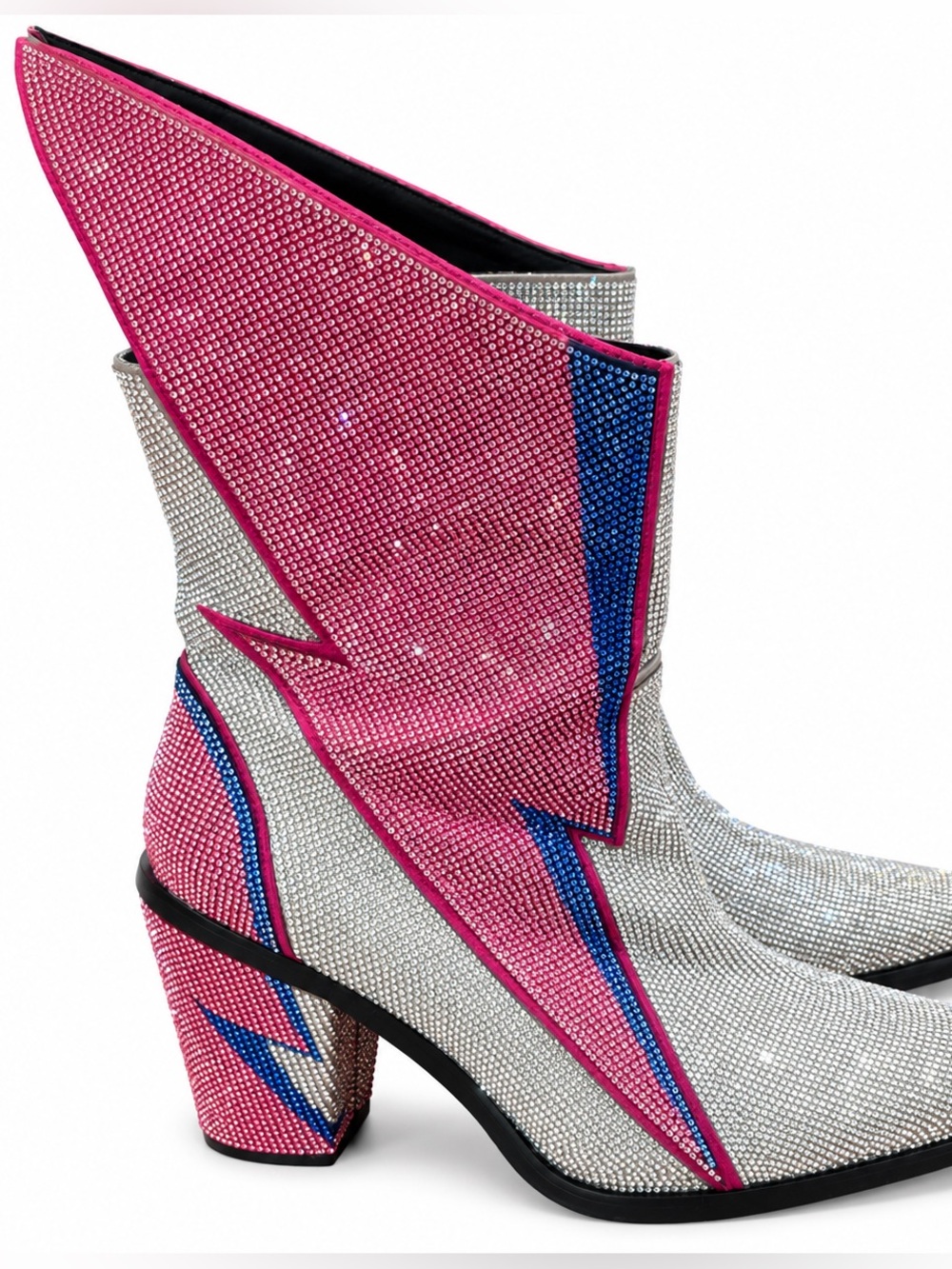 Dolls Kill Club Exx Ziggy Sheriff Shine Rhinestone Cowboy Boots Sz 10 - Picture 3 of 5